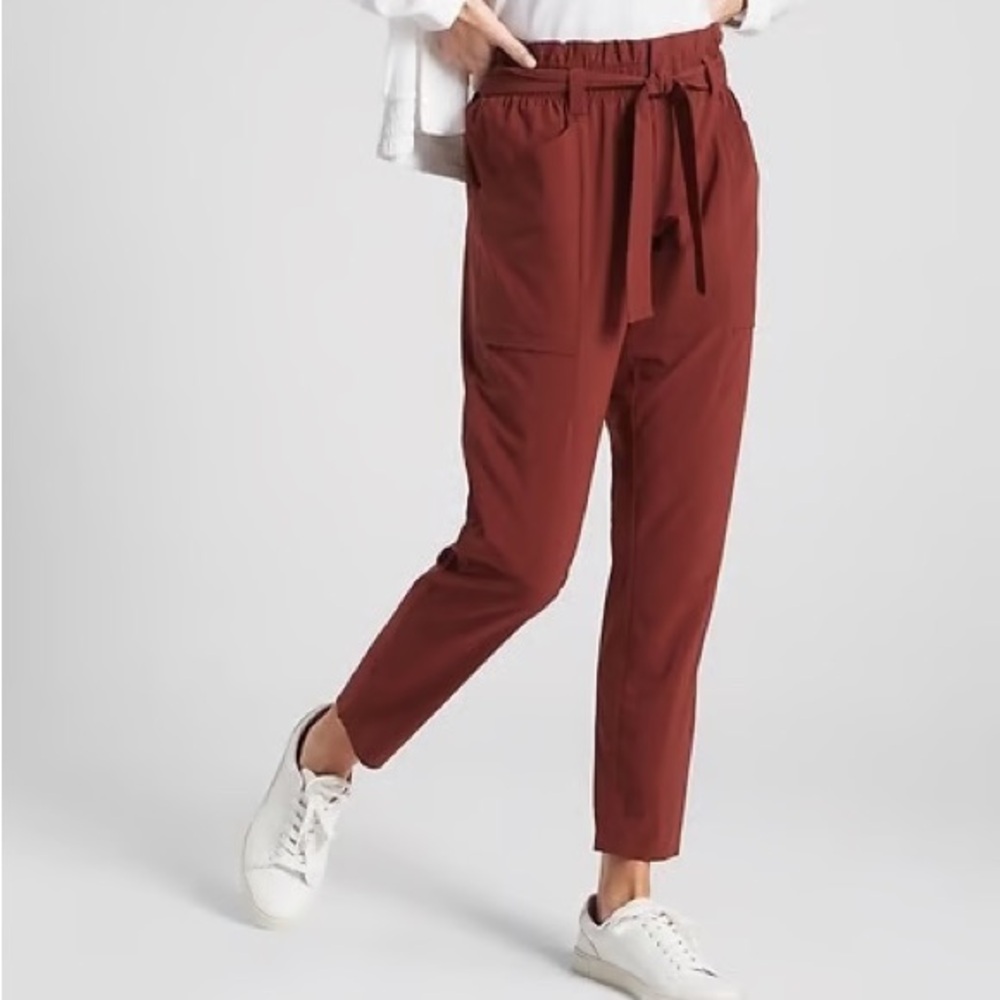 Women's Rust Paperbag Waist Ankle Pants